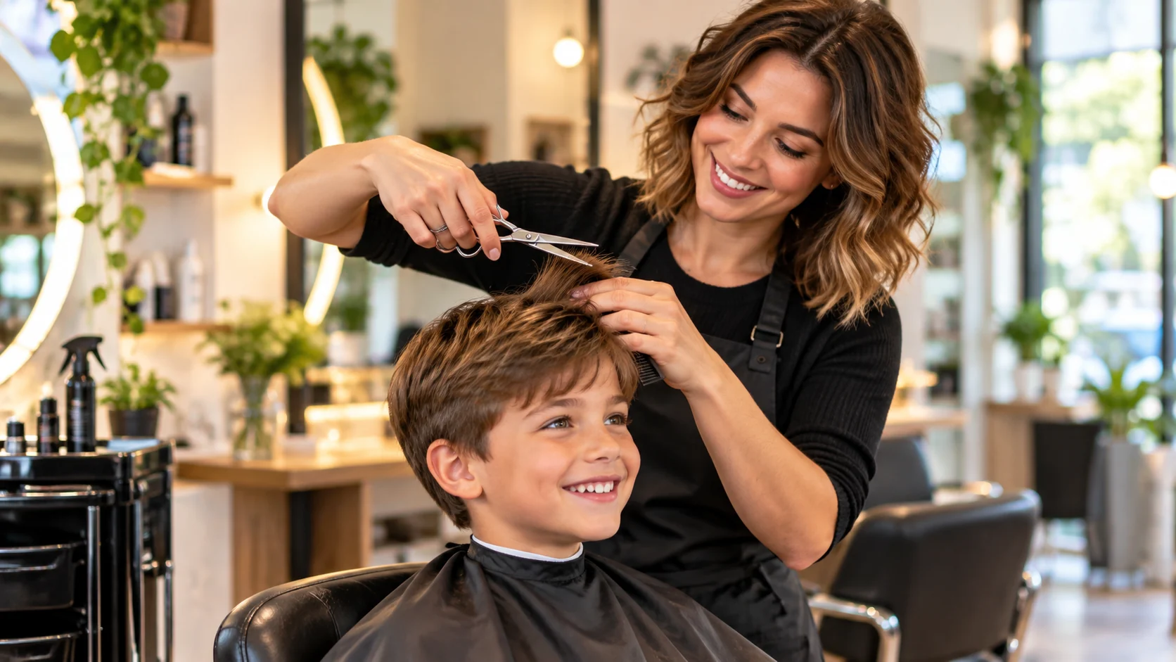 A friendly haircut in a bright modern salon