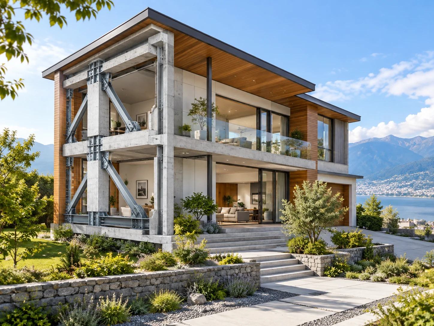 A modern earthquake-resistant house with reinforced design