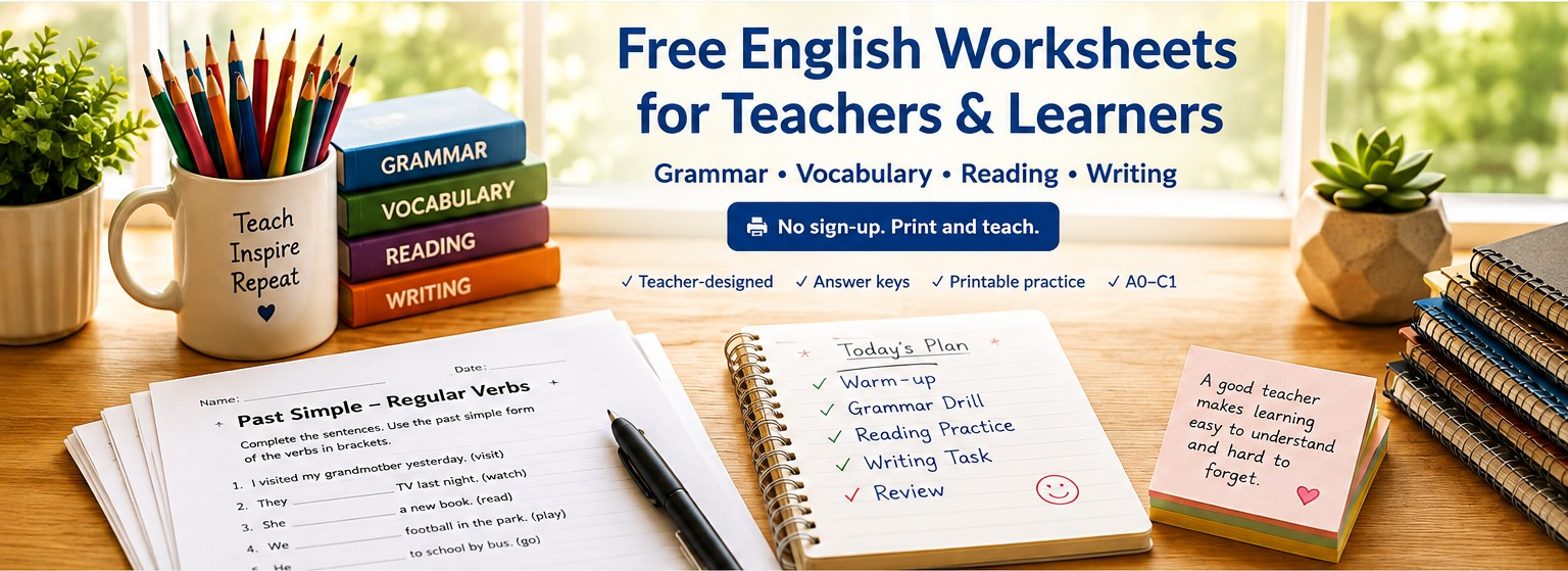 English Drills printable and interactive English practice
