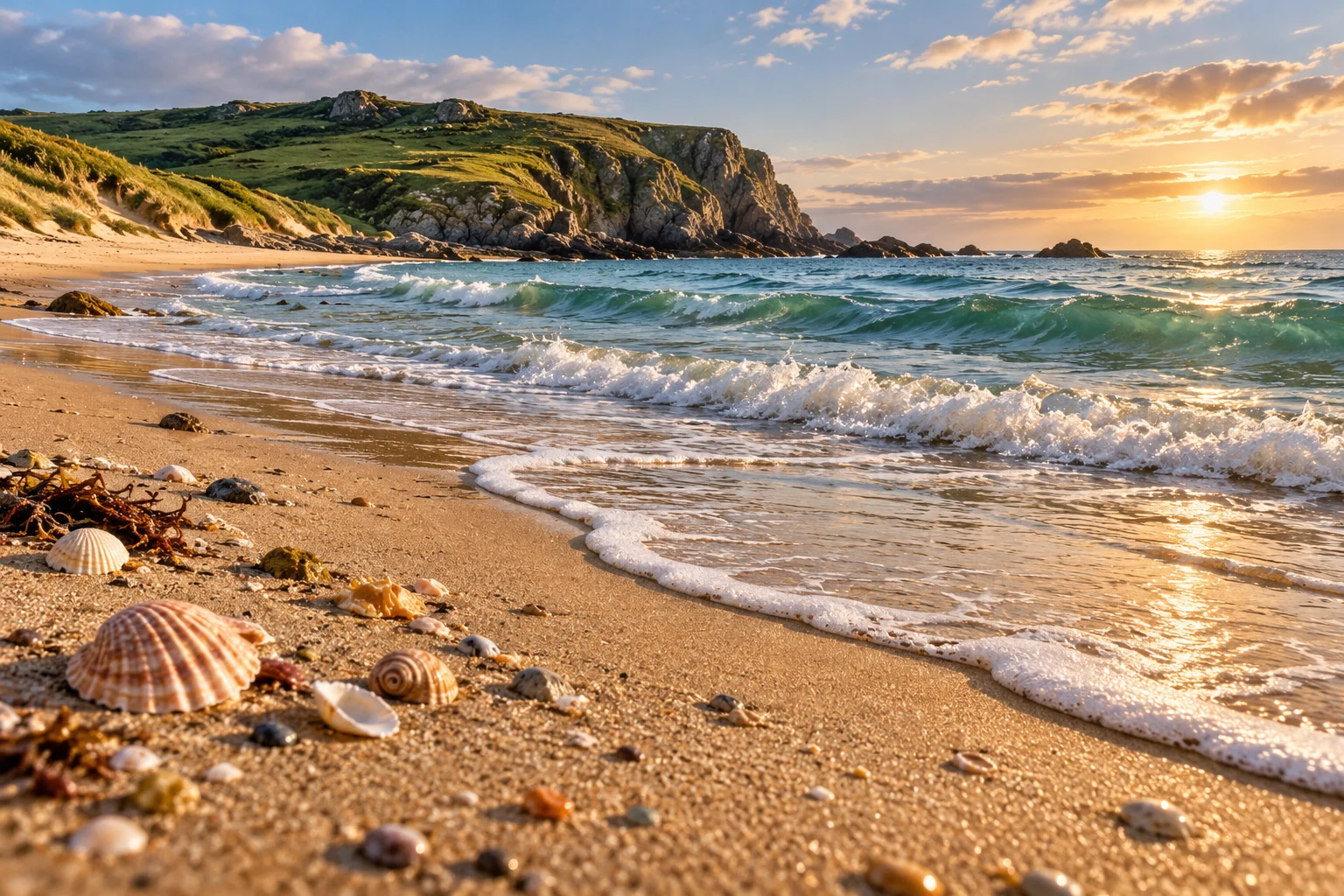 AI illustration of a sandy beach and sea