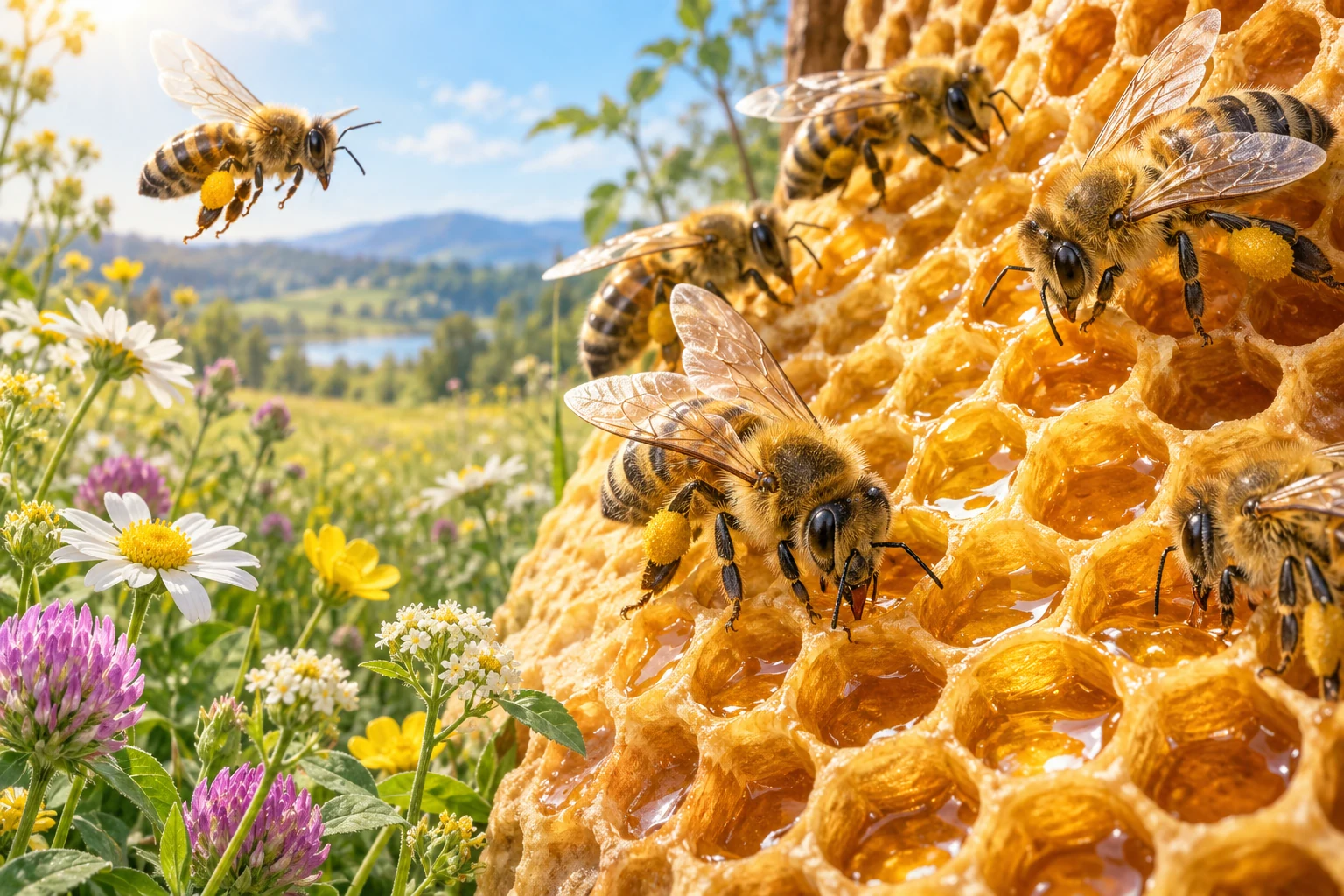 AI illustration inspired by How Bees Make Honey